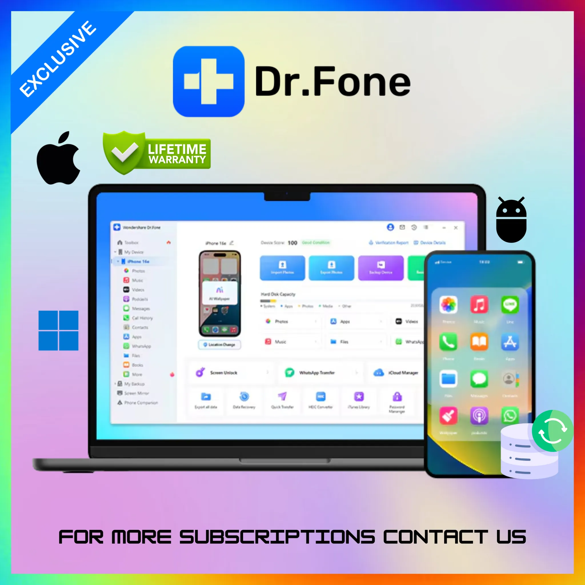 Dr.Fone– Пожизненный доступ для Windows (IOS & Android)