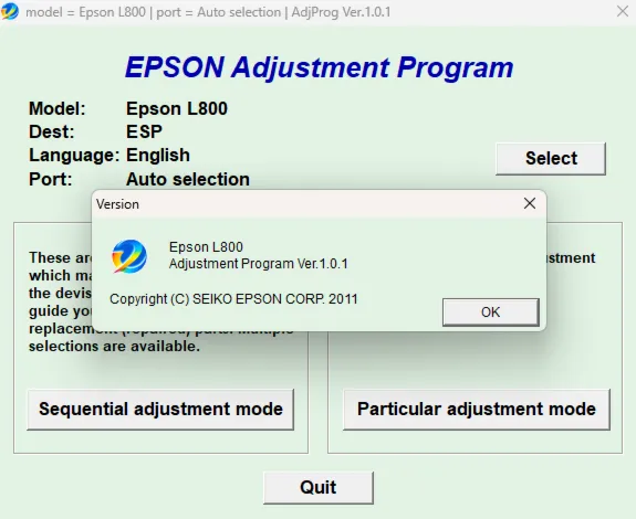 Сброс Epson L800
