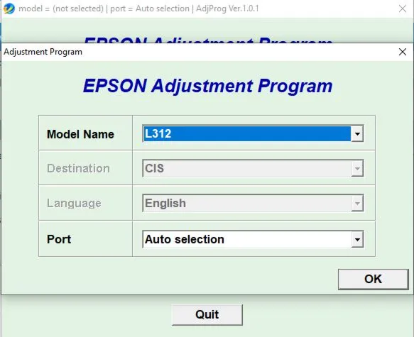 Сброс Epson L312 Adjustment Program