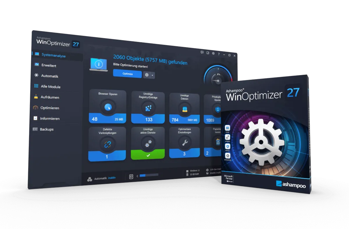 Ashampoo WinOptimizer 27 | Бессрочная Лицензия. Ускорение, очистка, настройка Windows