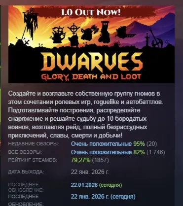 Dwarves: Glory, Death and Loot АВТОДОСТАВКА STEAM GLOBAL МГНОВЕННО ЛИЦЕНЗИЯ