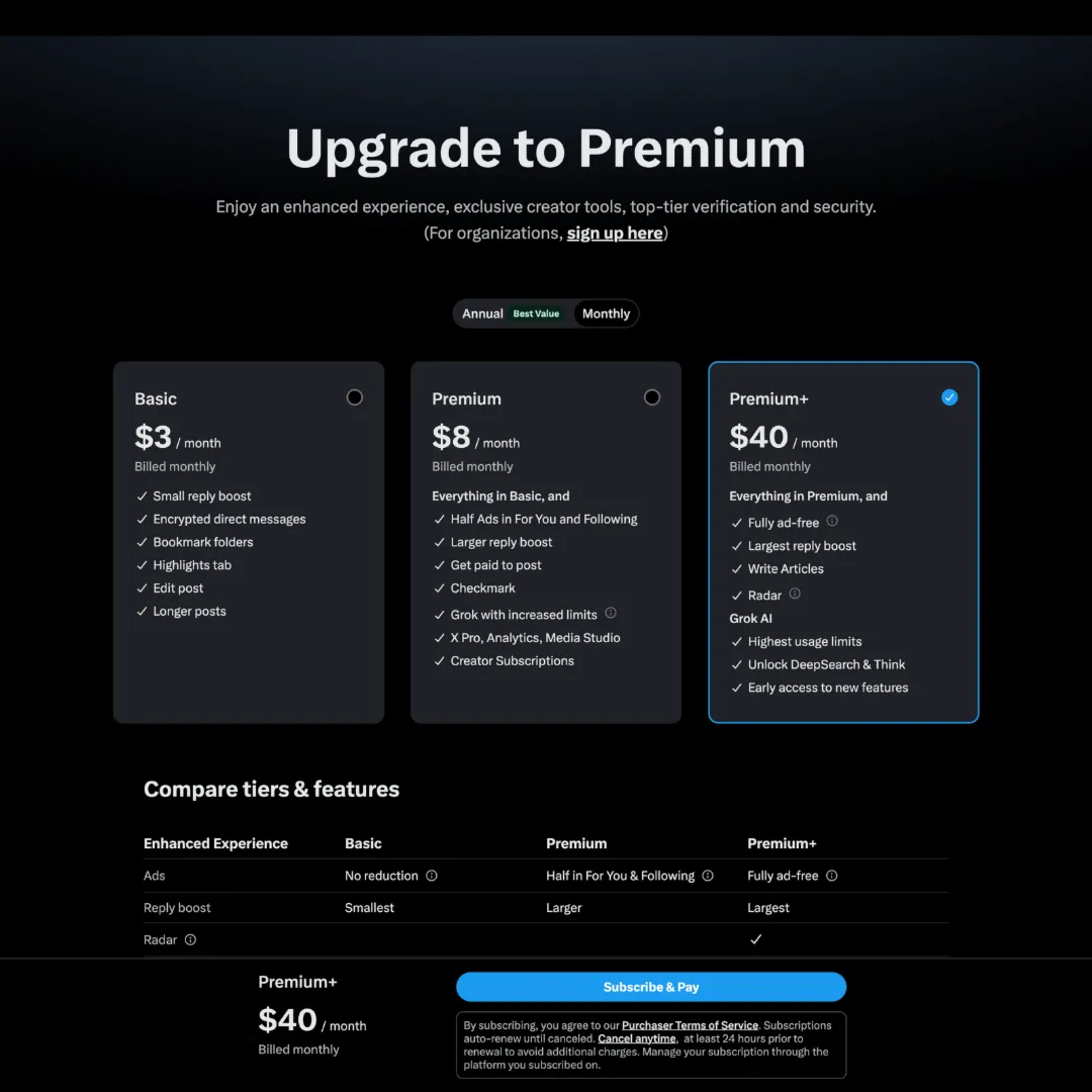 Twitter X Premium/Plus, SuperGrok | 100% Официальный апгрейд | ПОЛНАЯ ГАРАНТИЯ