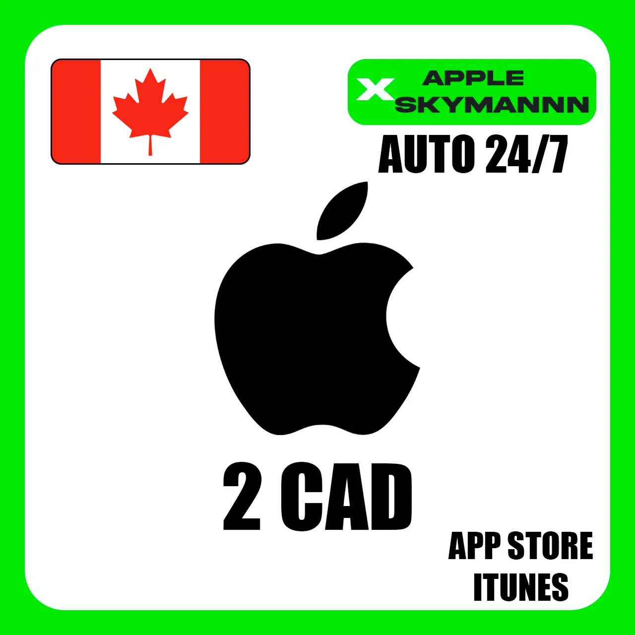 Apple iTunes 2 CAD КАНАДА ПОДАРОЧНАЯ КАРТА АВТО 24/7 - irongamers.ru