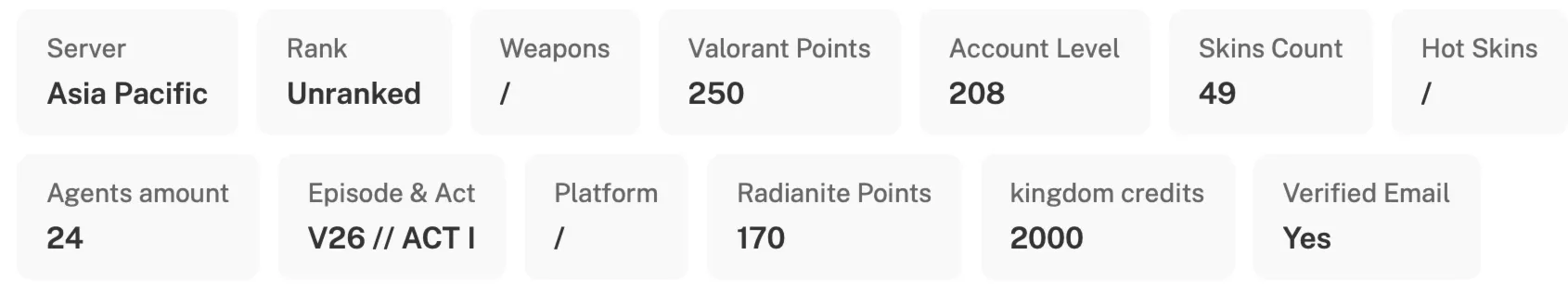 VALORANT | 3 ножа | 49 скинов | 208 уровень | Полный доступ