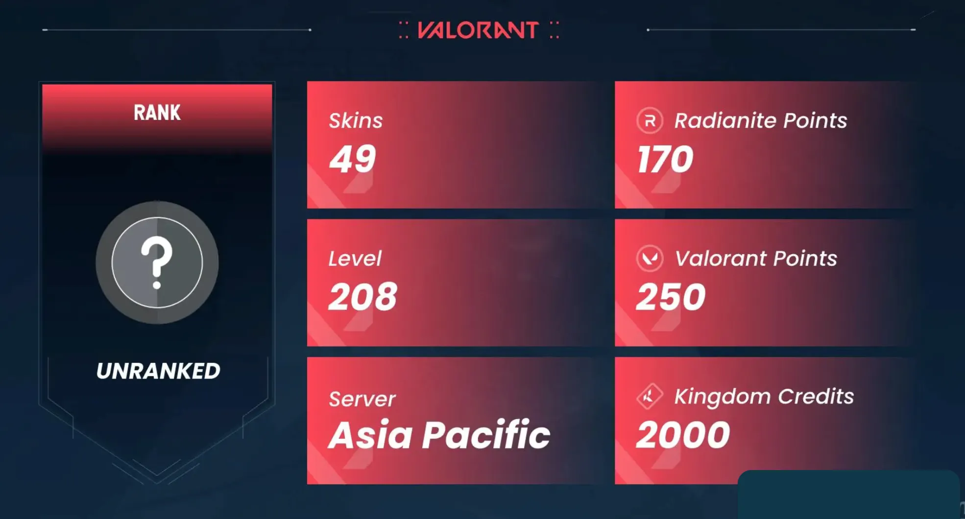 VALORANT | 3 ножа | 49 скинов | 208 уровень | Полный доступ