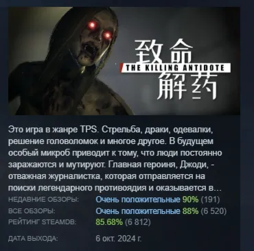 The Killing Antidote АВТОДОСТАВКА STEAM GLOBAL МГНОВЕННО ЛИЦЕНЗИЯ