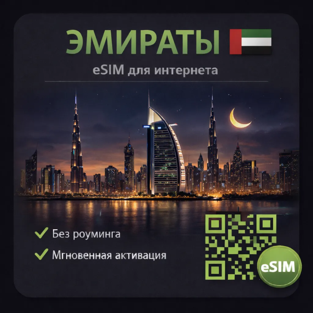 eSIM ОАЭ Эмираты / Туристическая / для путешествий / мобильный интернет / есим - irongamers.ru