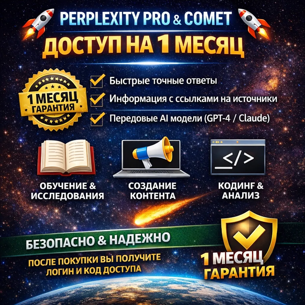🚀 Perplexity Pro AI + Comet на 1 месяцев|Можно продлить