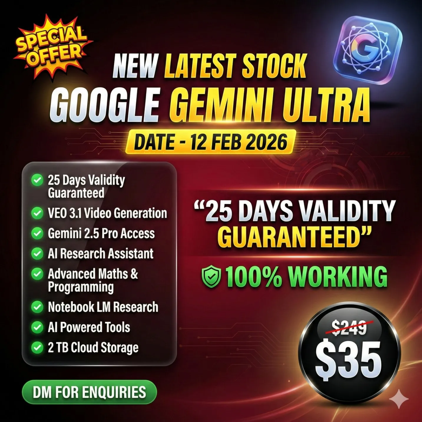 Gemini AI Ultra-Veo3 + Flow 45K credits - 1Month Private