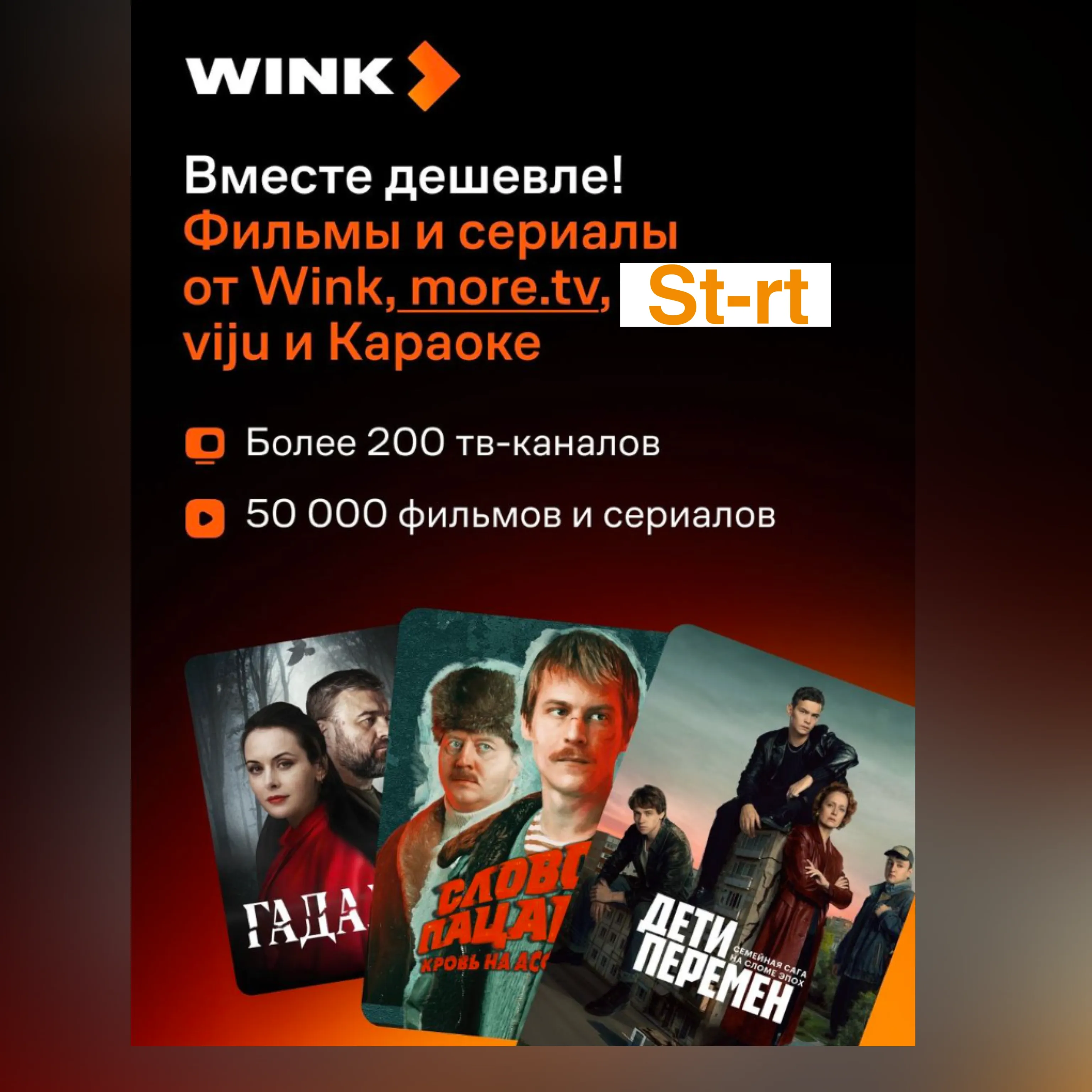 Онлайн-кинотеатр Wink 5 в 1 на 12 месяцев промокод