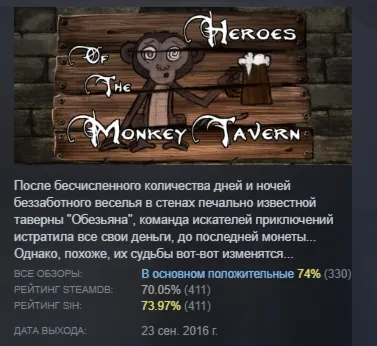 Heroes of the Monkey Tavern АВТОДОСТАВКА STEAM GLOBAL МГНОВЕННО ЛИЦЕНЗИЯ