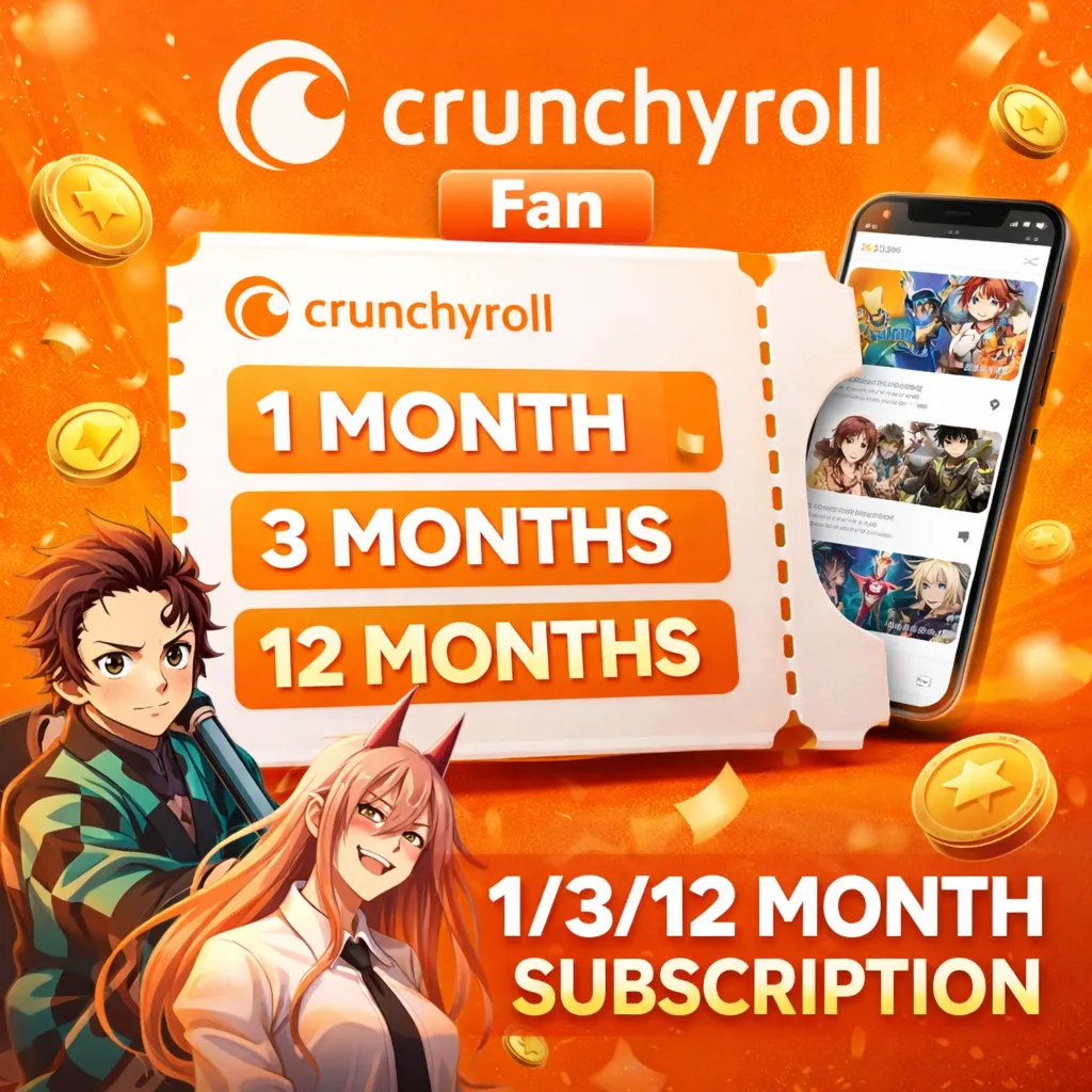 Crunchyroll Mega Fan 1/12 месяцев для вашего аккаунта