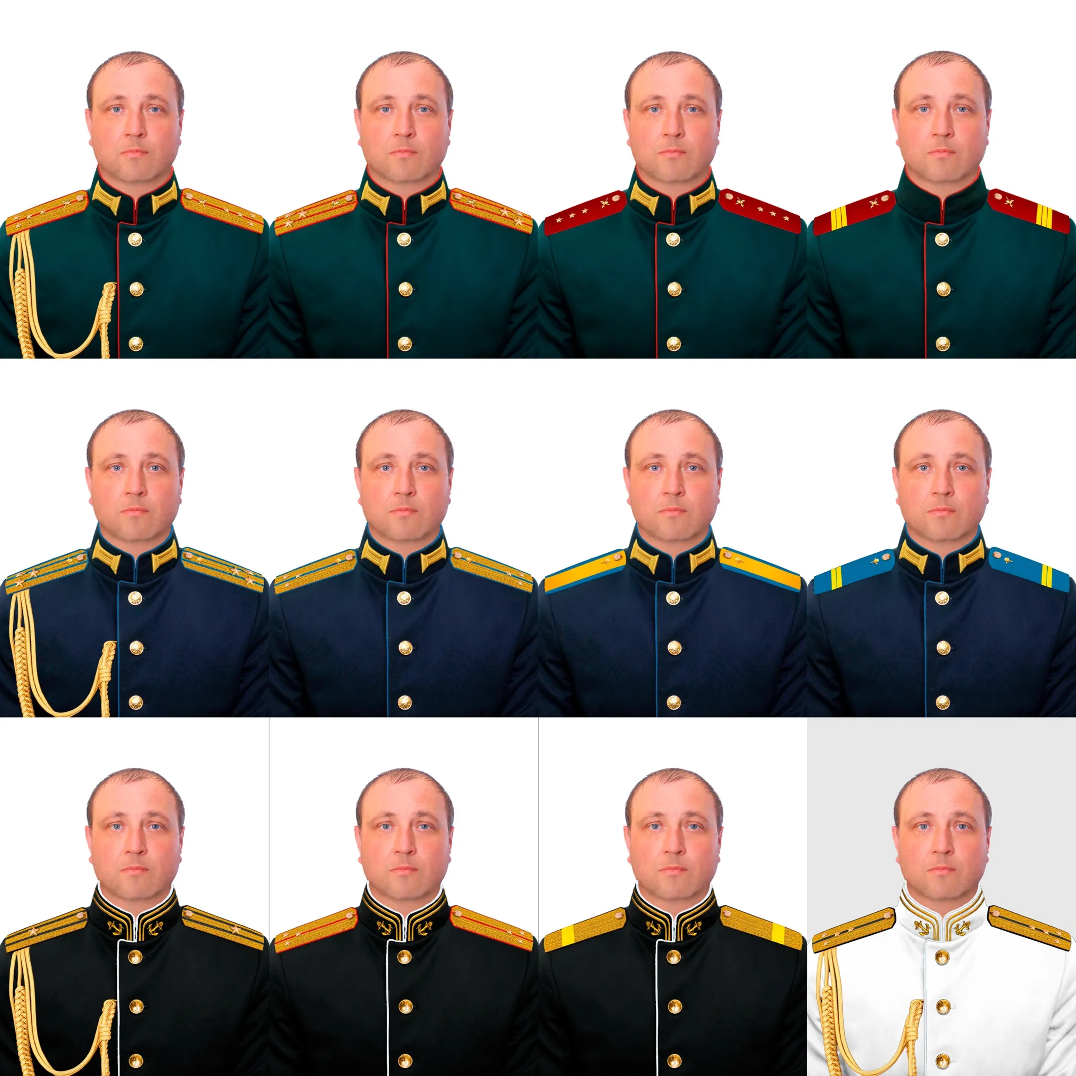 Конструктор парадной формы ВС РФ для Photoshop (PSD) - 4 в1 (мужская)