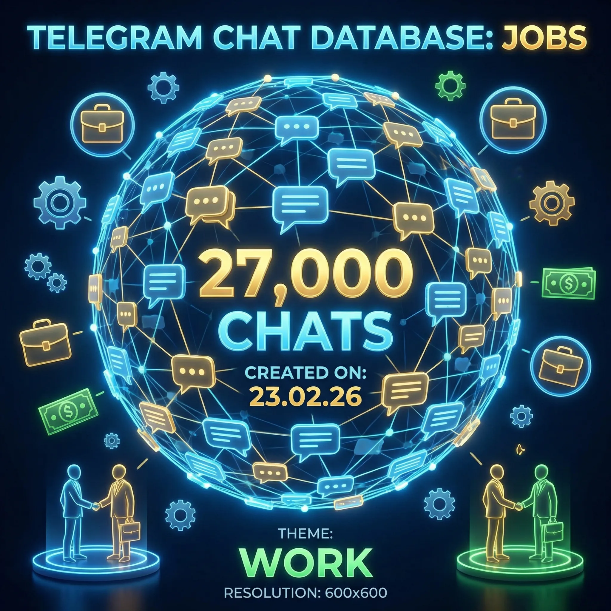 База чатов телеграмм , тема- РАБОТА.  43000 ЧАТОВ. Дата создания 23,02,26 год