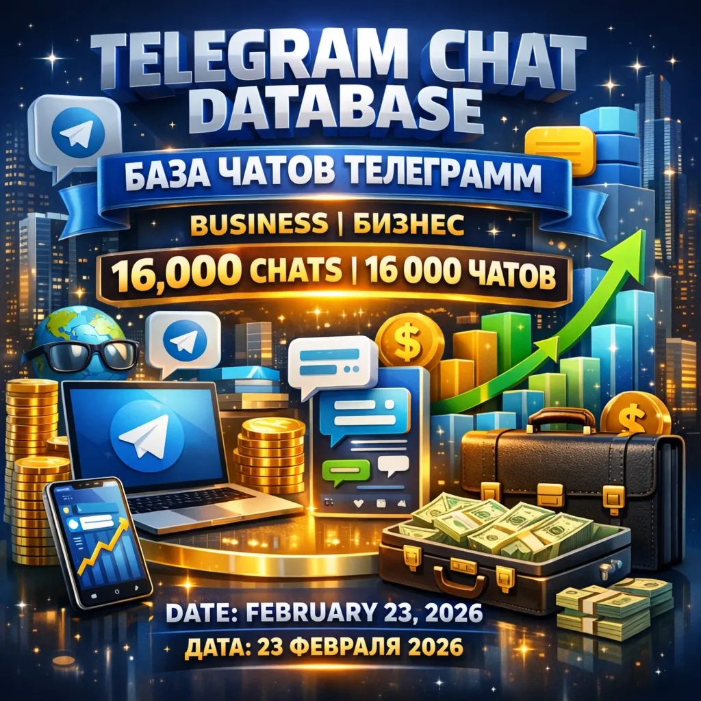 База чатов телеграмм , тема- БИЗНЕС,  23000 ЧАТОВ, дата создания 23,02,2026 года