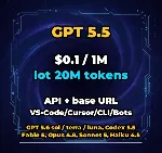 GPT 5.5 | 20 МЛН ТОКЕНОВ | АВТОВЫДАЧА 24/7 | API VS•Code/Cursor/CLI/Боты - irongamers.ru