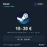 Steam Wallet пополнение кошелька Steam Европа EUR от 10 до 30 евро Автовыдача 24/7