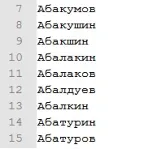 Список русских фамилий (16627 фамилий одним списком)
