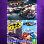 ☀ ️Moto Rush GT + Urban Flow + Train Traffic Manager XBOX
