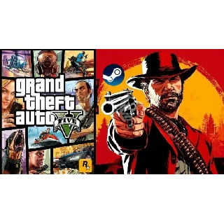Купить 🍔 STEAM GTA 5 V + Red Dead Redemption 2 (STEAM)