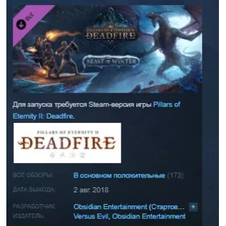Купить Pillars of Eternity II: Deadfire Beast of Winter STEAM