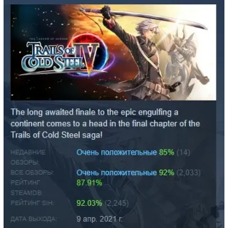 Купить The Legend of Heroes: Trails of Cold Steel IV STEAM РФ