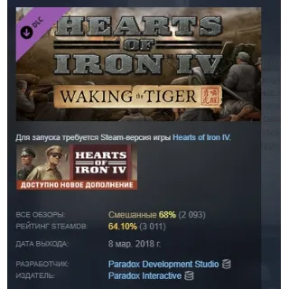 Купить Expansion - Hearts of Iron IV: Waking the Tiger STEAM