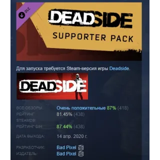 Купить Deadside Supporter Pack DLC АВТОДОСТАВКА STEAM РОССИЯ