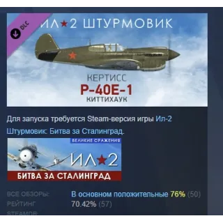 Купить Ил-2 Штурмовик: P-40E-1 DLC STEAM GIFT РОССИЯ