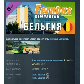 Купить Fernbus Simulator - Belgium Бельгия DLC АВТОДОСТАВКА STEAM РОССИЯ