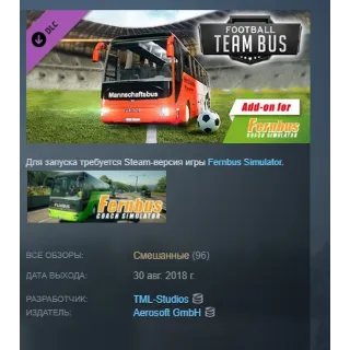 Купить Fernbus Simulator - Fußball Mannschaftsbus Футбольный автобус АВТО STEAM РОССИЯ