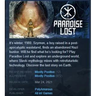 Купить Paradise Lost STEAM KEY GLOBAL (КРОМЕ РФ,РБ)