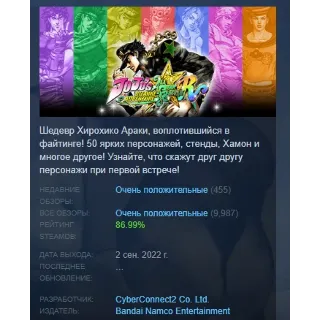 Купить JoJo's Bizarre Adventure All-Star Battle R STEAM РОССИЯ