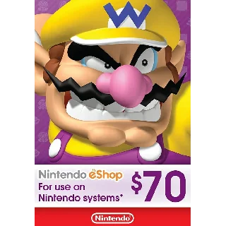Купить 🎁 КАРТА ОПЛАТЫ NINTENDO ESHOP — 70 USD [USA]