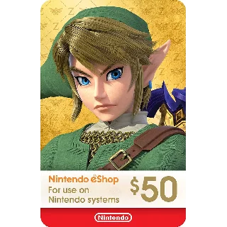 Купить 🎁 КАРТА ОПЛАТЫ NINTENDO ESHOP — 50 USD [USA]