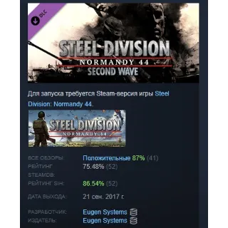 Купить Steel Division: Normandy 44 - Second Wave DLC STEAM РФ