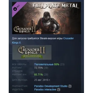 Купить Crusader Kings II: Full Plate Metal DLC STEAM РОССИЯ