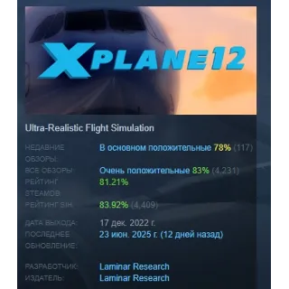 Купить X-Plane 12 АВТОДОСТАВКА STEAM РОССИЯ