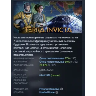 Купить Terra Invicta АВТОДОСТАВКА STEAM GIFT РОССИЯ