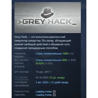 Купить Grey Hack АВТОДОСТАВКА STEAM РОССИЯ