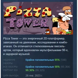 Купить Pizza Tower АВТОДОСТАВКА STEAM РОССИЯ