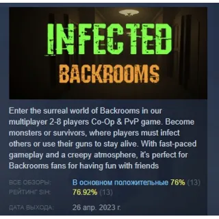 Купить Infected Backrooms: Multiplayer АВТОДОСТАВКА STEAM РФ