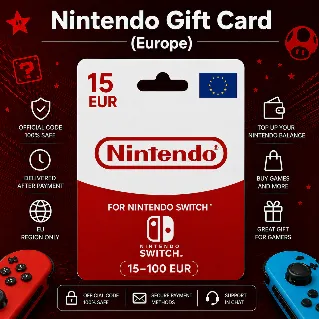 Купить Nintendo Gift Card (Европа) 15–100 EUR | Код пополнения Nintendo
