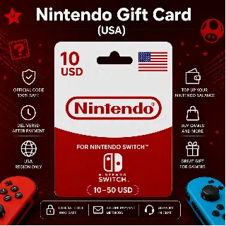 Купить Nintendo Gift Card (США) 10–50 USD | Код пополнения Nintendo