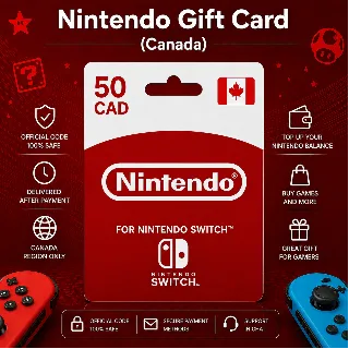 Купить Nintendo Gift Card (Канада) 10–99 CAD | Код пополнения Nintendo