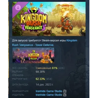Купить Kingdom Rush Vengeance - Hammerhold Campaign АВТОДОСТАВКА STEAM РОССИЯ