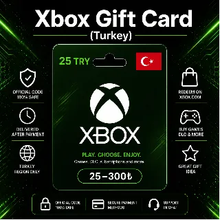 Купить Xbox Gift Card (Турция) 25–300 TRY | Код пополнения Xbox