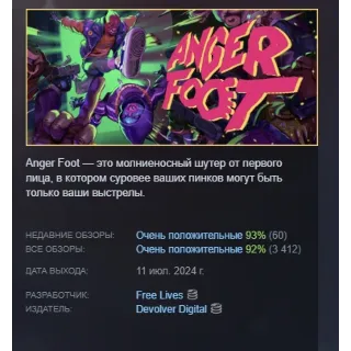 Купить Anger Foot АВТОДОСТАВКА STEAM РОССИЯ