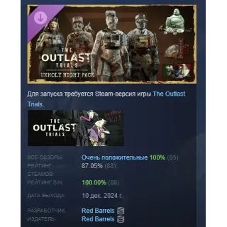 Купить The Outlast Trials Unholy Night Pack DLC АВТОДОСТАВКА STEAM РОССИЯ
