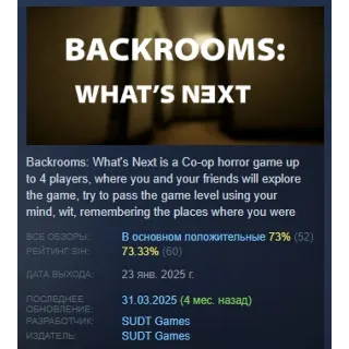 Купить Backrooms: What's Next АВТОДОСТАВКА STEAM РОССИЯ